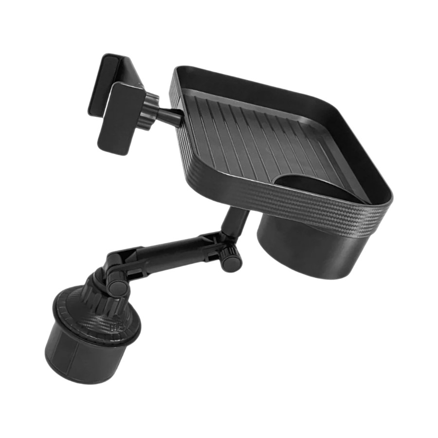 CP2006 BLK HOLD Vehicle Car Cup Holder Tray with Phone Mount - Automotive Food Tray for Travel Convenience - Image 1