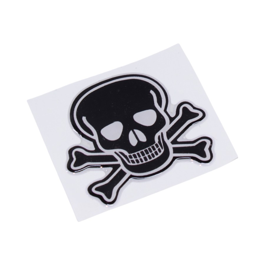RBP047 Cross Skull Black 3D Gel Dome Sticker - Image 1