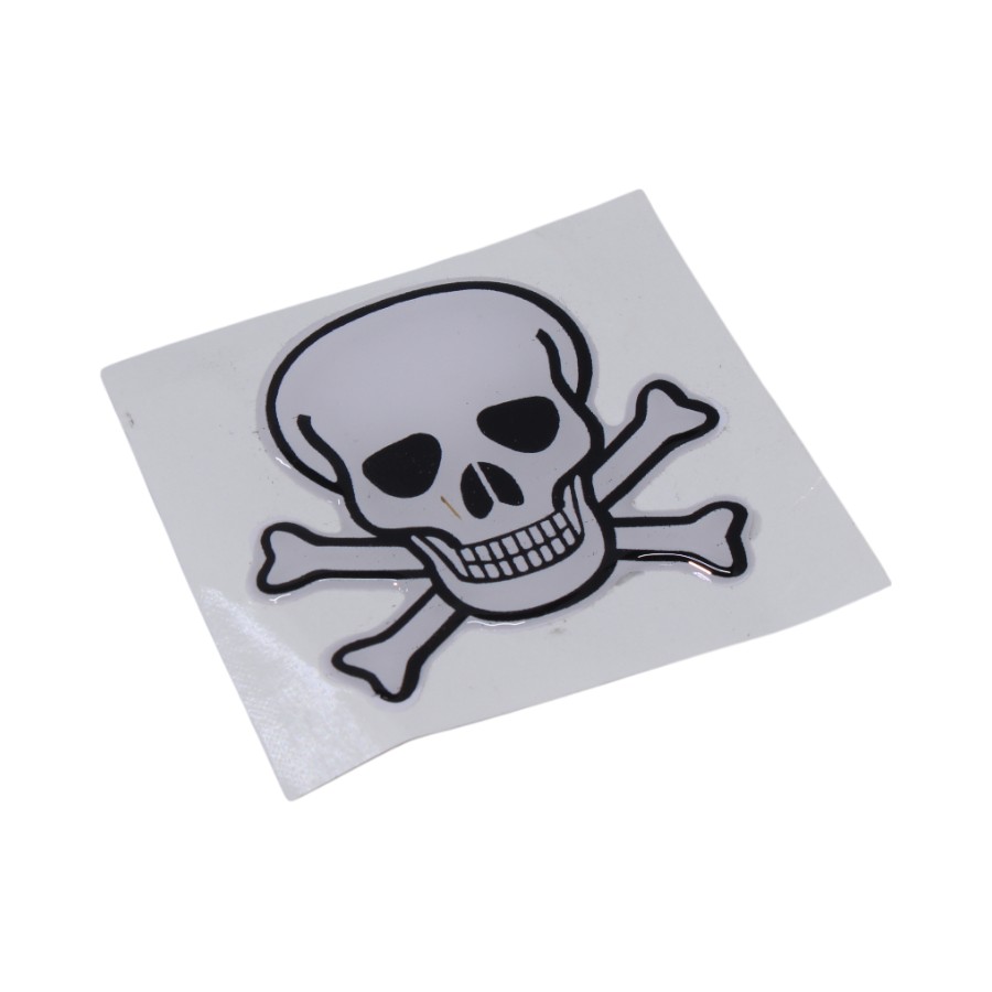 RBP048 Cross Skull White 3D Gel Dome Sticker - Image 1