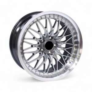 18" ZAR-2025 5/112/114 Hyper Black Machine Edge With Chrome Rivets Alloy Wheels