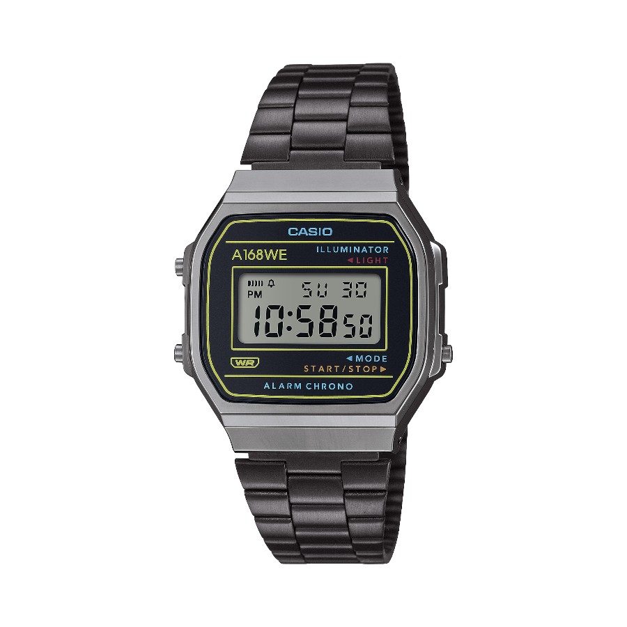 A168WEHB-1ADF Casio Retro Black & Chrome Digital Watch A168WEHB-1ADF - Image 1