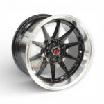 15" GR-OVERSTEER 4/100 & 4/108 Black Machine Face Alloy Wheels