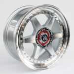 17" Chevy 4/100 & 5/100 Silver Face Machine Lip With Silver Rivets Alloy Wheels
