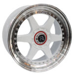 17" Ascari 4/100 & 5/100 White Machine Lip With Gold Rivets Alloy Wheels