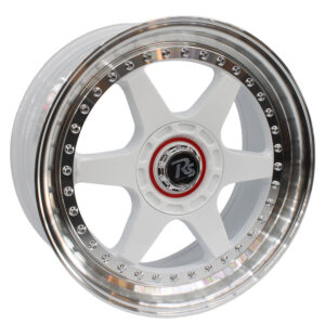 17" Ascari 4/100 & 5/100 White Machine Lip With Gold Rivets Alloy Wheels