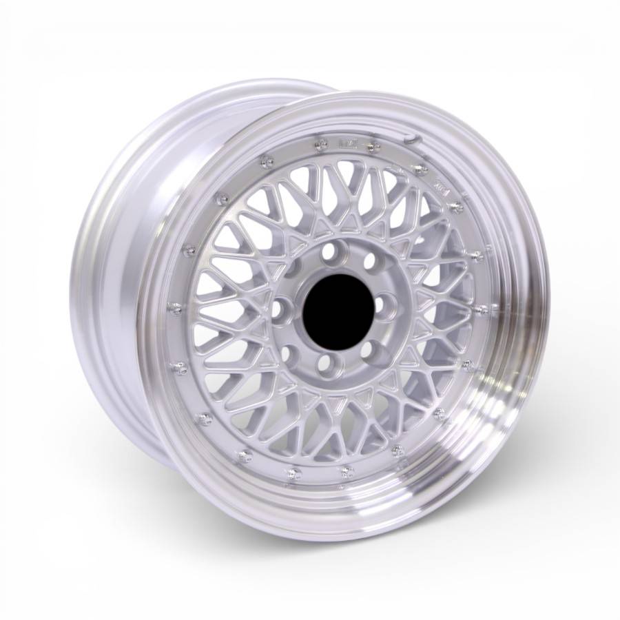 724 14 4100 4114 14" QS-724 4/100 & 4/108 Silver Machine Lip Alloy Wheels - Image 1