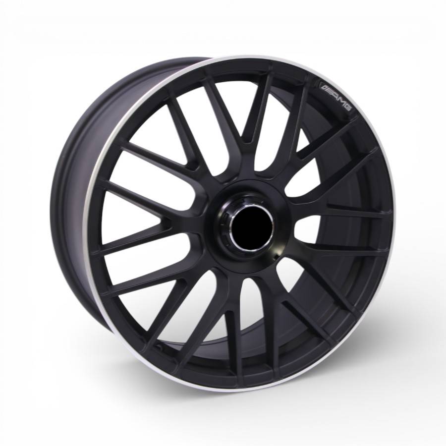 H29-BK912 19" QS-SL65 5/112 Matt Black Polish Lip Alloy Wheels - Image 1