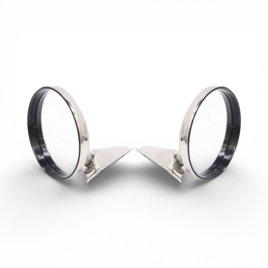 MIRR 426A Classic Chrome Polished S/Steel 120mm Round Side Mirrors - Type-426 (pair) - Image 1