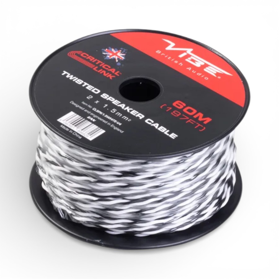 CLSPK1.5WHITE Vibe CLSPK1.5 White Twisted Speaker Cable 1.5mm 60m OFC (per metre) - Image 1