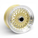 15" NDT-BBS 4/100 & 4/114 Gold Face With Gold Rivets Alloy Wheels