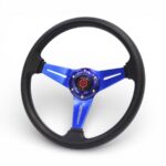 SQ Design Sport Steering Wheel - Black with Blue Aluminium Centre Spokes