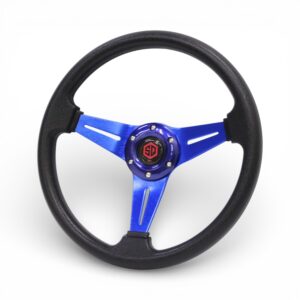 SQ Design Sport Steering Wheel - Black with Blue Aluminium Centre Spokes