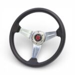 SQ Design Sport Steering Wheel - Black with Silver Aluminium Centre Spokes