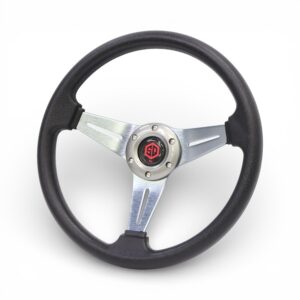 SQ Design Sport Steering Wheel - Black with Silver Aluminium Centre Spokes