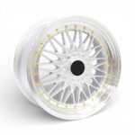 17" TWC462 4/100 & 4/108 Silver Machine Lip With Gold Rivets Alloy Wheels
