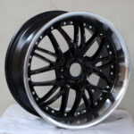 17" 4/100 & 4/114 8j Black with Silver Machine Lip Alloy Wheel (Single)
