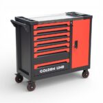 GripForge Red & Black 7-Drawer Tool Cabinet with Sidelocker & Stainless Steel Worktop