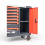 GripForge Red & Black 7-Drawer Tool Cabinet with Sidelocker & Stainless Steel Worktop - Image 2