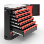 GripForge Red & Black 7-Drawer Tool Cabinet with Sidelocker & Stainless Steel Worktop - Image 3
