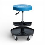 GripForge Workshop Tool Cart With Two Trays & Creeper Seat