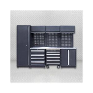 GripForge Premium Garage Workstation Tool Cabinet System With Stainless Steel Workbench