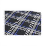 Car Upholstery Tartan Fabric Black With Blue Stripe 1m X 1.5m Sold Per Meter