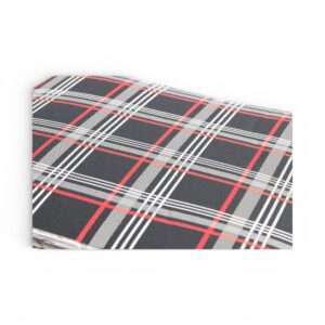 Car Upholstery Tartan Fabric Black With Red Stripe 1m X 1.5m Sold Per Meter