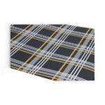 Car Upholstery Tartan Fabric Black With Yellow Stripe 1m X 1.5m Sold Per Meter