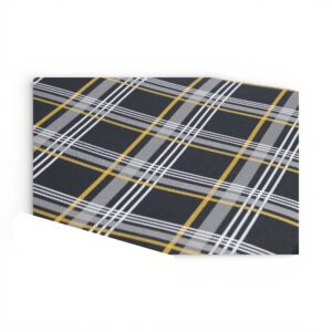 Car Upholstery Tartan Fabric Black With Yellow Stripe 1m X 1.5m Sold Per Meter