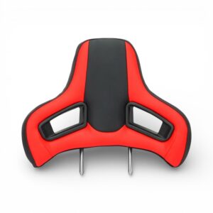 Racing Seat Design Headrest - Black and Red Vinyl Leather (pair)
