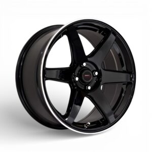 17" A-Line Acid 4/108 Black Machine Lip Alloy Wheels