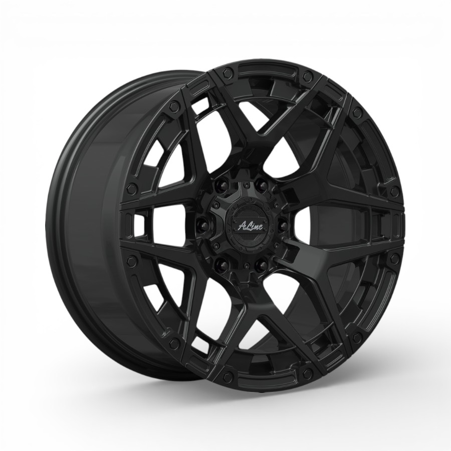 82361011 Mega-X-SATIN-BLK-side 17" A-Line Mega X 6/139 Satin Black Alloy Wheels - Image 1