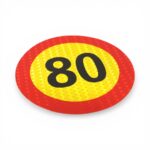 Yellow & Red 80km Reflective Sticker (20cm)