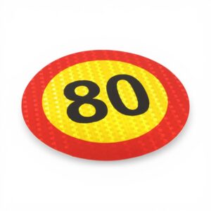 Yellow & Red 80km Reflective Sticker (20cm)
