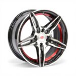 14" QS-5004 4/100 & 4/114 Black Machine Face with Red Undercut Alloy Wheels
