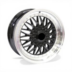 17" 1022 4/100 & 4/114 Black With Polished Lip Alloy Wheels