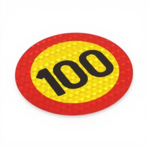 Reflective Yellow & Red 100km Speedlimit Sticker (15cm)