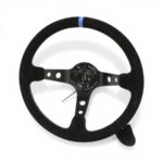GripForge Drift Design Black Suede Sport Steering with Blue Stiching & Center Band - 350mm