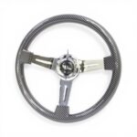 GripForge Carbon Look Sport Steering with 3-Spoke Chrome Center - 350mm