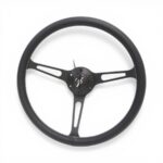 GripForge Black Leather Steering with White Stitching & Matt Black 3-Spoke Center - 380mm