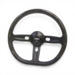 GripForge D-Shape Carbon Fibre Steering Wheel with Satin Black Spokes - 350mm
