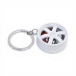 Keyring with 5-Spoke JDM Wheel (White)