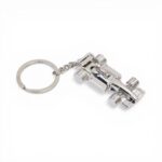 Keyring with Chrome Race Car Design