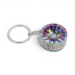 Keyring with Diamond Bling Design Alloy Wheel (Anodized)