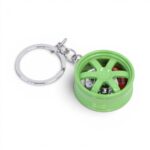 Keyring with 5-Spoke Alloy Wheel & Brake Disc Caliper (Green)