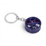 Keyring with 5-Spoke Alloy Wheel & Brake Disc Caliper (Navy)