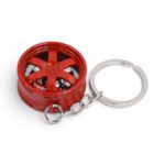 Keyring with 5-Spoke Alloy Wheel & Brake Disc Caliper (Red)