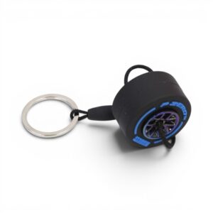 Keyring with Rubber Alloy Wheel & Pirelli Tyre (blue)