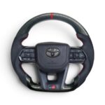 Toyota Land Cruiser 300 Style Carbon Fibre Steering Wheel With Red Stitching For Toyota Hilux, Fortuner & Land Cruiser 2012+