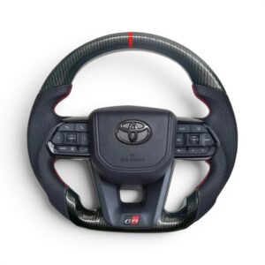 Toyota Land Cruiser 300 Style Carbon Fibre Steering Wheel With Red Stitching For Toyota Hilux, Fortuner & Land Cruiser 2012+